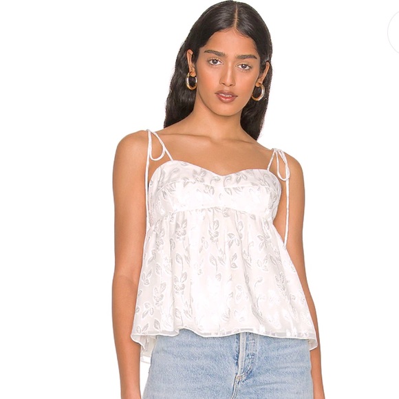 White floral tank with tie straps - Picture 1 of 3